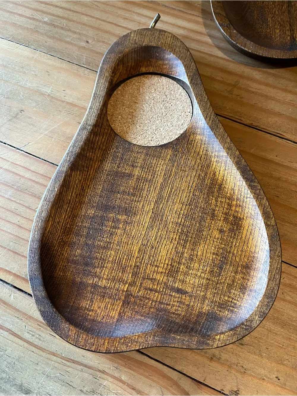 Vintage MCM Wood Pear Shaped Coaster Snack Tray Set of 4